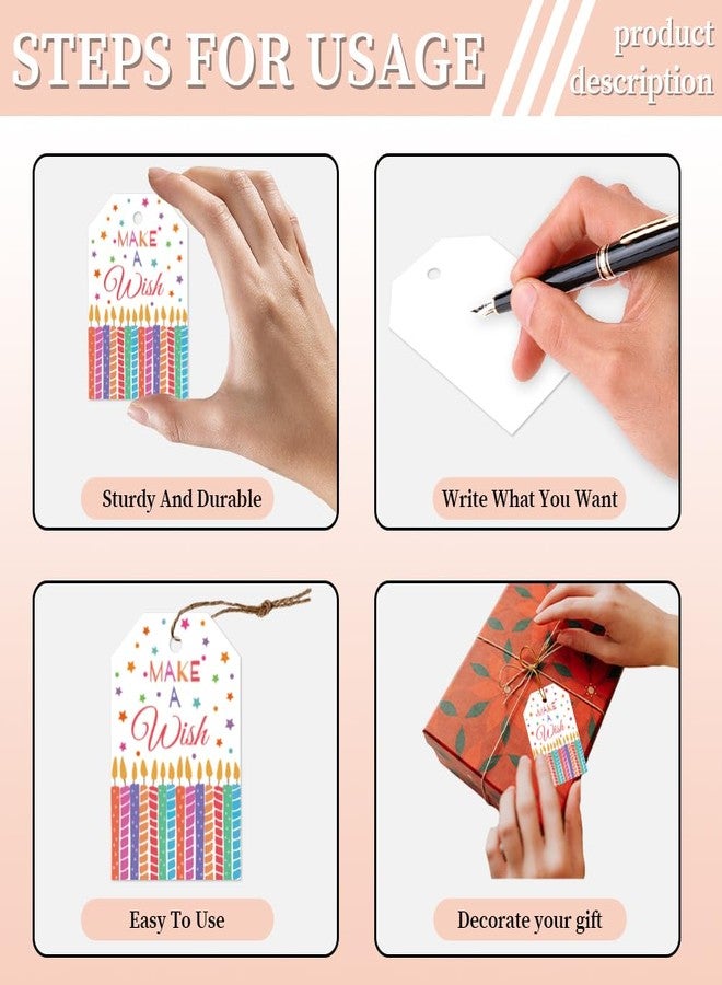 تشجكرافت CHGCRAFT ١٢٠ قطعة من بطاقات هدايا عيد ميلاد سعيد، بطاقات هدايا على شكل شموع وبالونات مع خيط، ٣×٢ بوصة، بطاقات ورقية للاحتفال، ملصقات هدايا بألوان الباستيل، بطاقات هدايا عيد ميلاد للهدايا ودعوات الحفلات وبطاقات التهنئة - Image 3